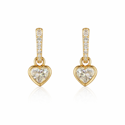 ELENA VANCE 2.52 Ct Heart Hanging Earrings 14K Yellow Gold