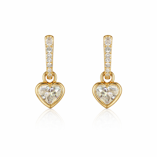 ELENA VANCE 2.52 Ct Heart Hanging Earrings 14K Yellow Gold