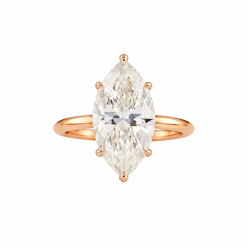 ELISE | 5.2 Ct Marquise Diamond Solitaire Ring in 14K Rose Gold - Lab Grown Diamond