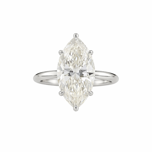 ELISE | 5.2 Ct Marquise Diamond Solitaire Ring in 14K White Gold - Lab Grown Diamond