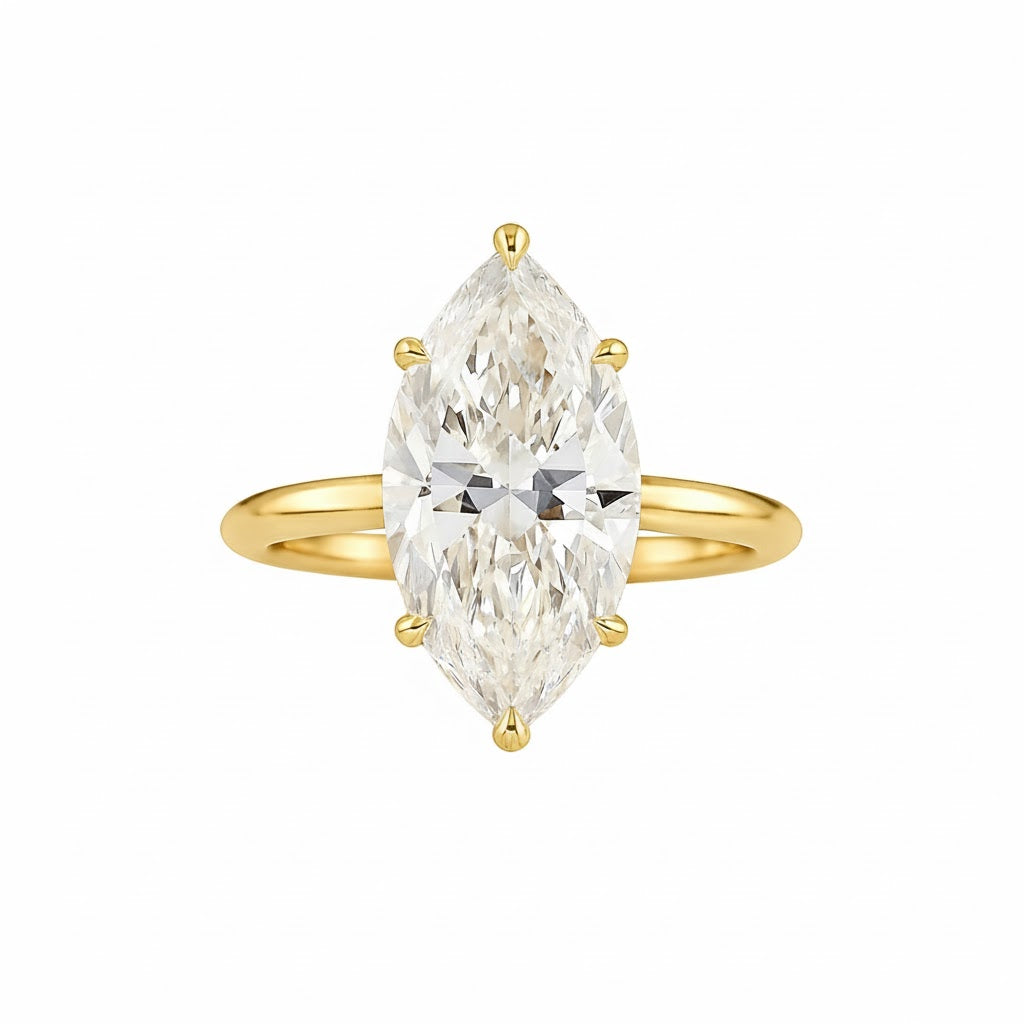elise | 5.2 ct marquise diamond solitaire ring in 14k yellow gold - lab grown diamond
