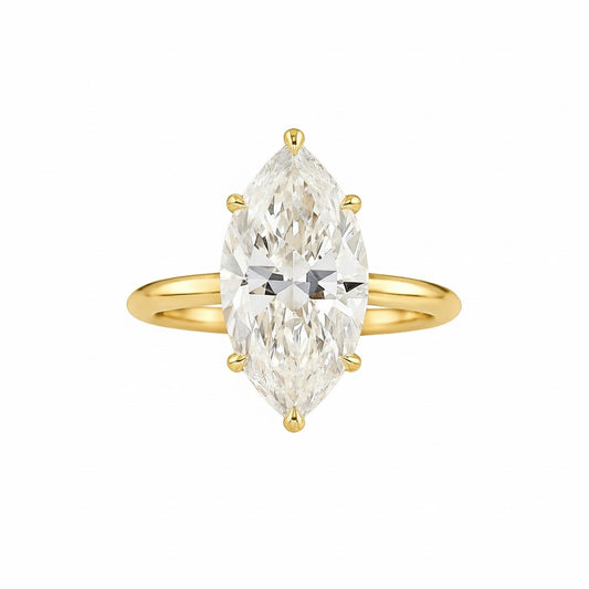 ELISE | 5.2 Ct Marquise Diamond Solitaire Ring in 14K Yellow Gold - Lab Grown Diamond