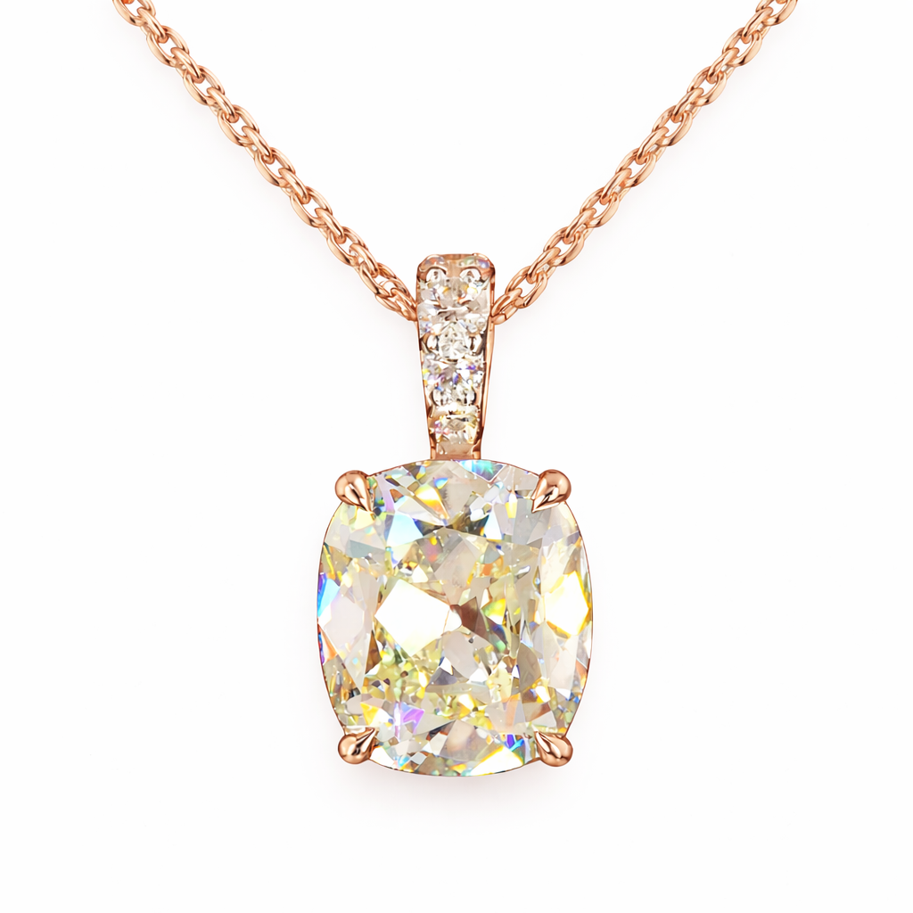 ELIZA | 2.12 Ct Antique Cushion Solitaire Pendant in 14K Rose Gold