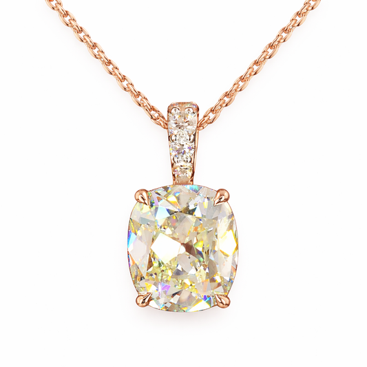 ELIZA | 2.12 Ct Antique Cushion Solitaire Pendant in 14K Rose Gold