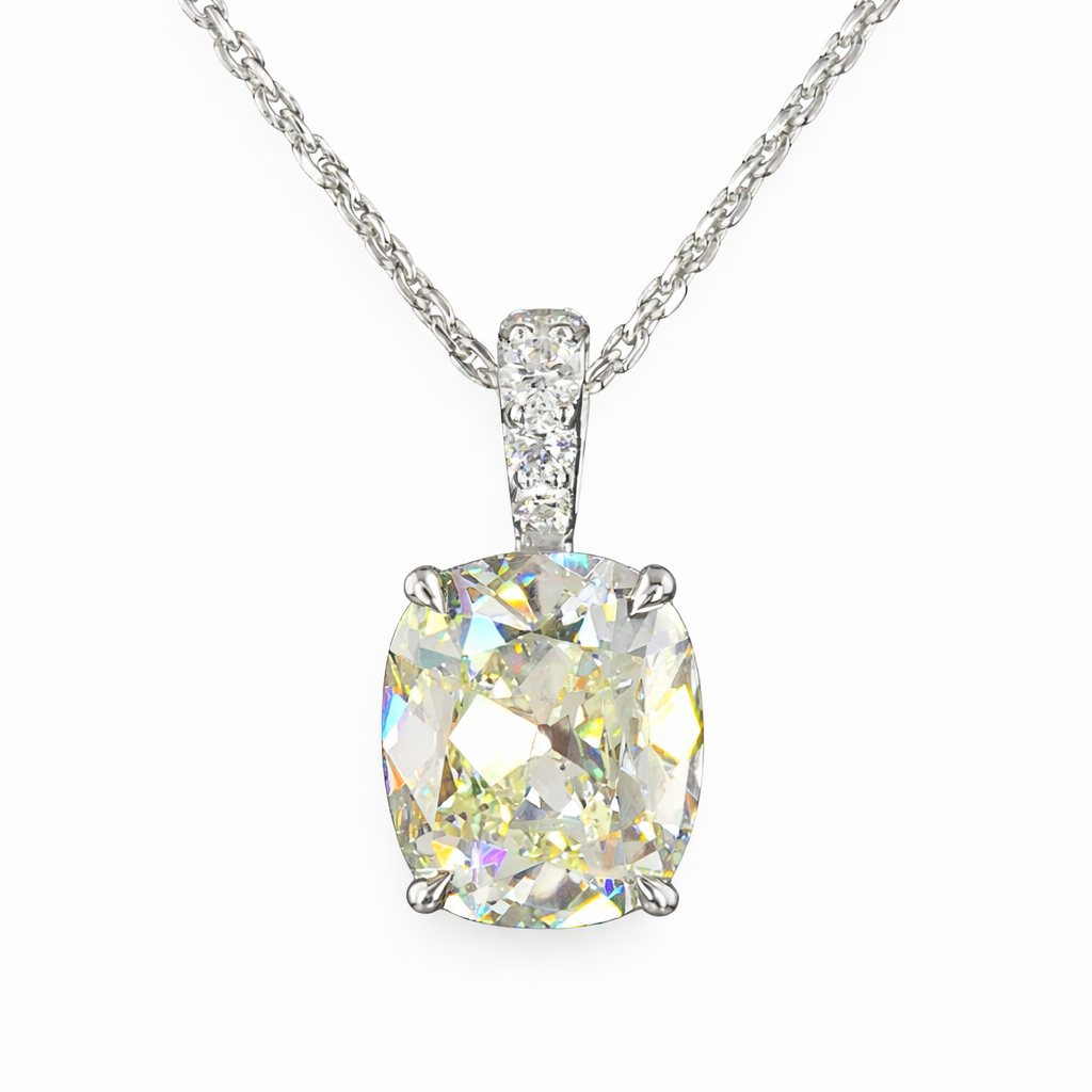ELIZA | 2.12 Ct Antique Cushion Solitaire Pendant in 14K White Gold