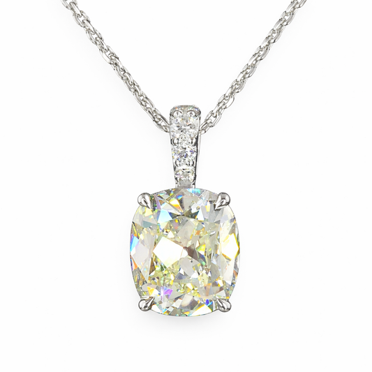 ELIZA | 2.12 Ct Antique Cushion Solitaire Pendant in 14K White Gold