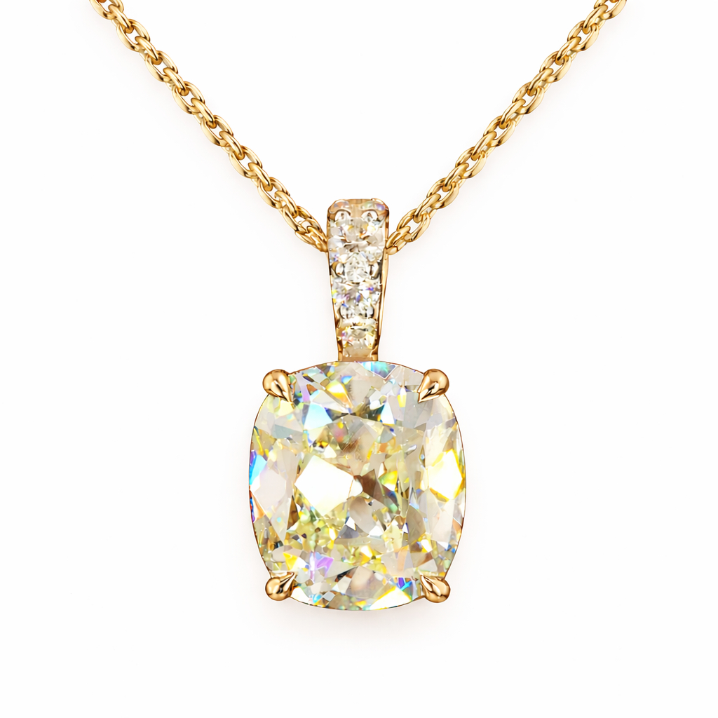 ELIZA | 2.12 Ct Antique Cushion Solitaire Pendant in 14K Yellow  Gold