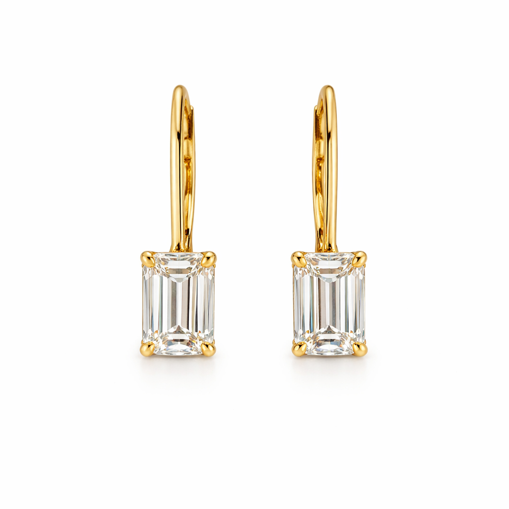 elyon | 2.1 ct  emerald shape hanging earring in 14k yellow gold - lab grown diamond