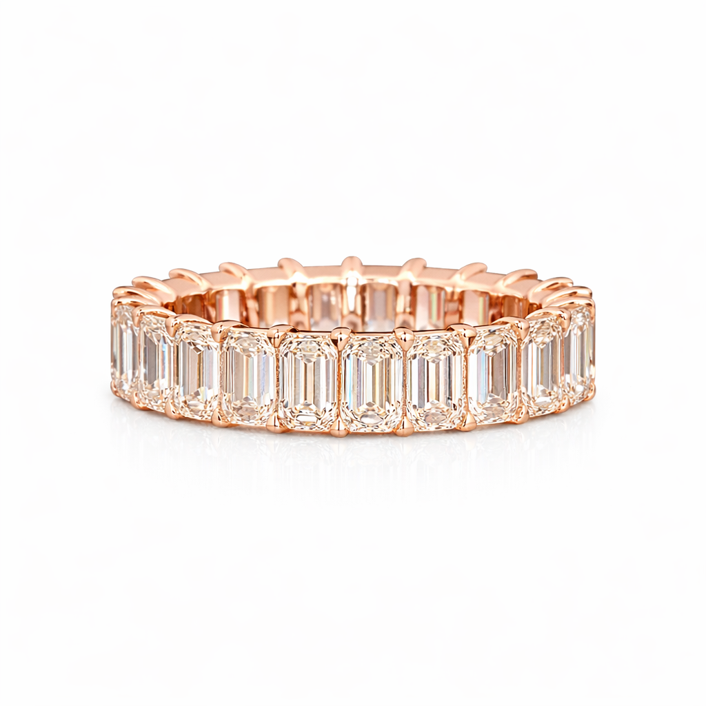 elysian |  8.71 carat emerald eternity band in 14k rose gold - lab grown diamond