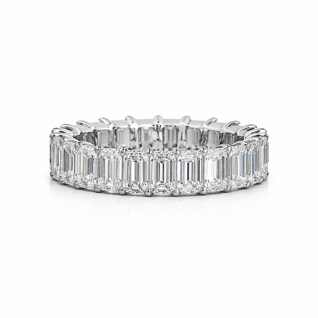 ELYSIAN |  8.71 Carat Emerald Eternity Band in 14K White Gold - Lab Grown Diamond