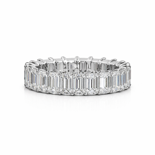 ELYSIAN |  8.71 Carat Emerald Eternity Band in 14K White Gold - Lab Grown Diamond