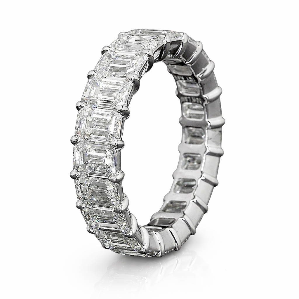 elysian |  8.71 carat emerald eternity band in 14k white gold - lab grown diamond