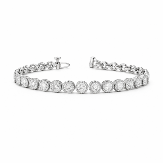 ELYSIUM | 14.26 Ct Round Diamond Tennis Bracelet in 14K White Gold