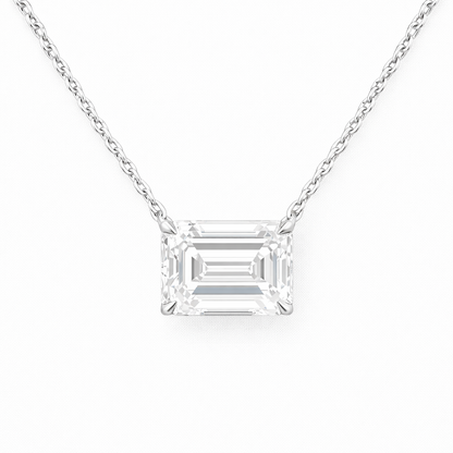 EMERELLE | 3 Ct Emerald Solitaire Pendant in 14K White Gold
