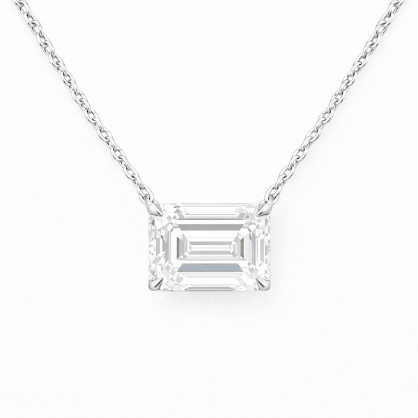 EMERELLE | 3 Ct Emerald Solitaire Pendant in 14K Yellow Gold - Lab Grown