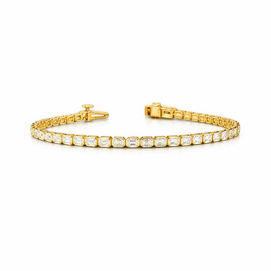 EMILY | 2.42 Ct Emerald Diamond Tennis Bracelet in 14K Yellow Gold