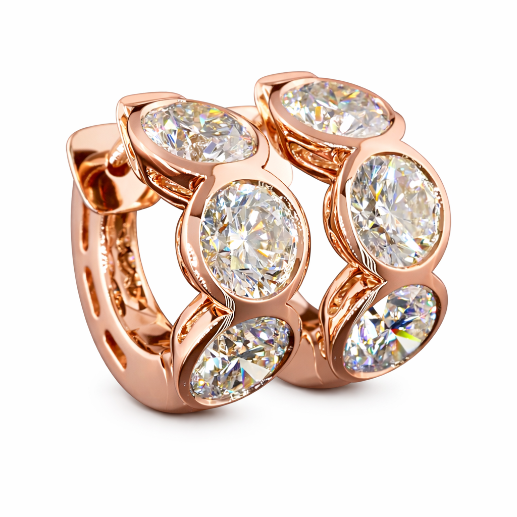 EMMELINE | 4.88 Ct Round Diamond Huggies Earrings in 14K Rose Gold