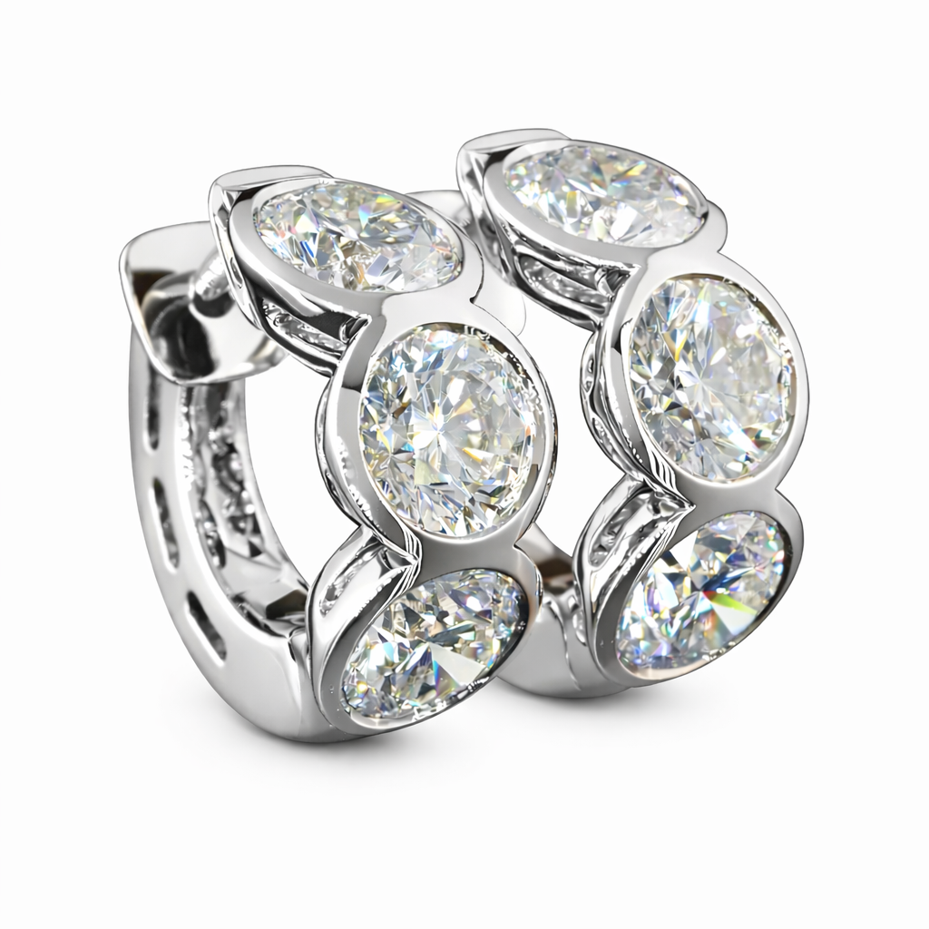 EMMELINE | 4.88 Ct Round Diamond Huggies Earrings in 14K White Gold