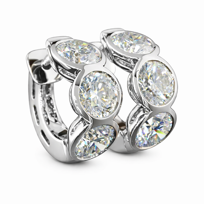 EMMELINE | 4.88 Ct Round Diamond Huggies Earrings in 14K White Gold