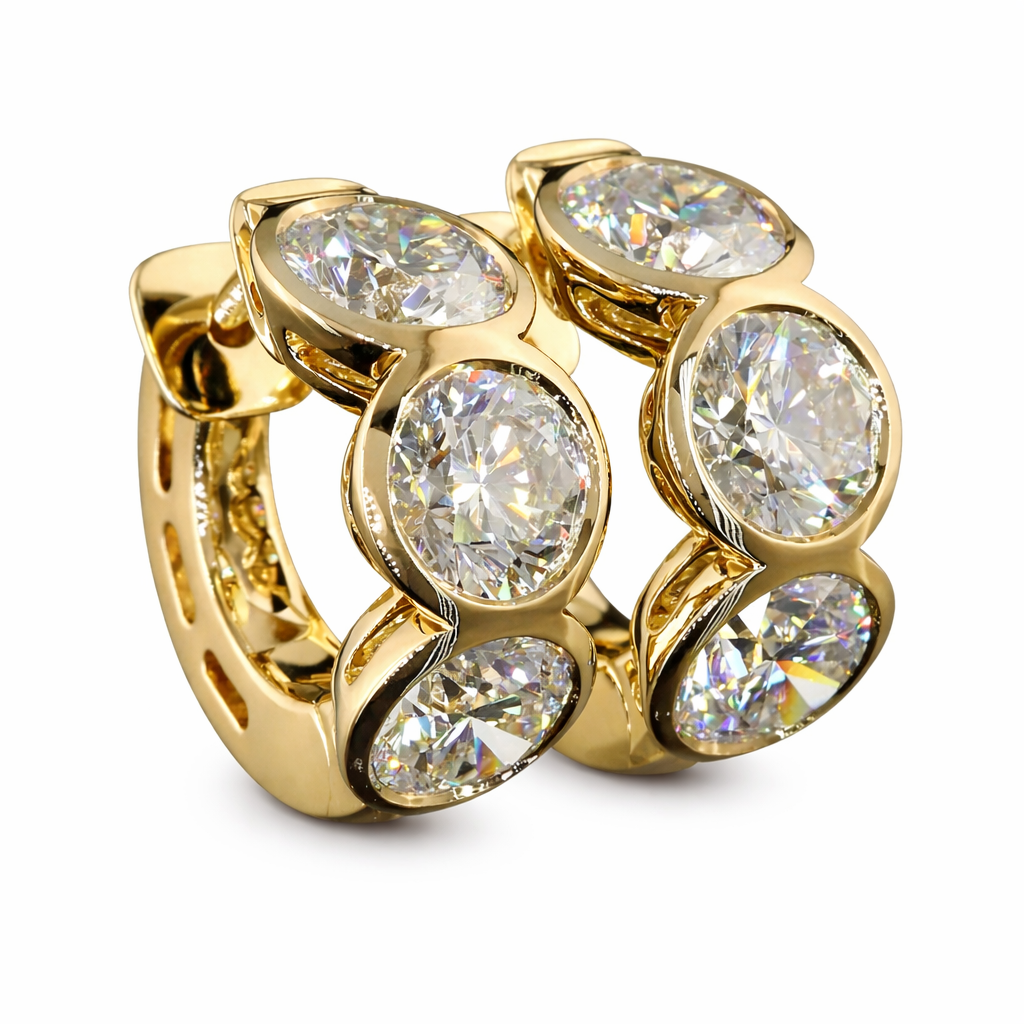 emmeline | 4.88 ct round diamond huggies earrings in 14k yellow gold