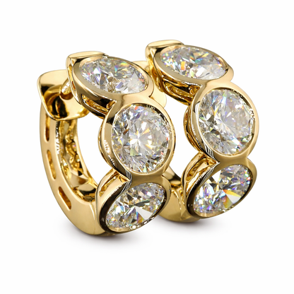 EMMELINE | 4.88 Ct Round Diamond Huggies Earrings in 14K Yellow Gold