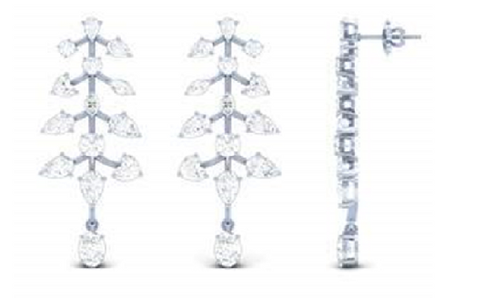 Hanging Oval 17.06ct 14K WHITE GOLD