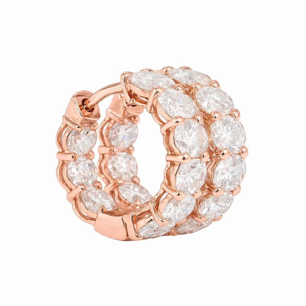 ESME | 3.14 Ct Oval Diamond Huggies Earrings in 14K Rose Gold