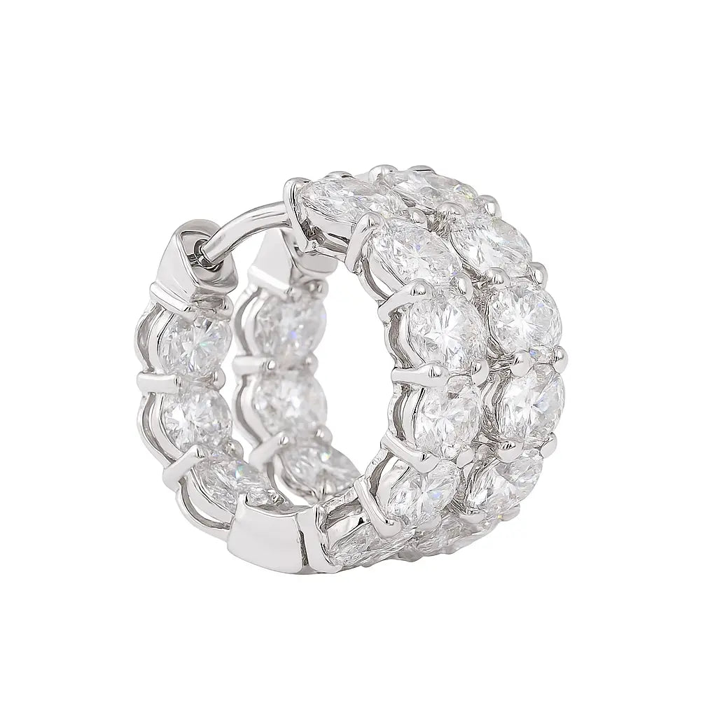 esme | 3.14 ct oval diamond huggies earrings in 14k white gold
