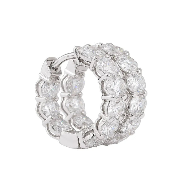 ESME | 3.14 Ct Oval Diamond Huggies Earrings in 14K White Gold - Lab Grown Diamond