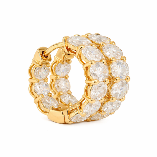 ESME | 3.14 Ct Oval Diamond Huggies Earrings in 14K Yellow Gold