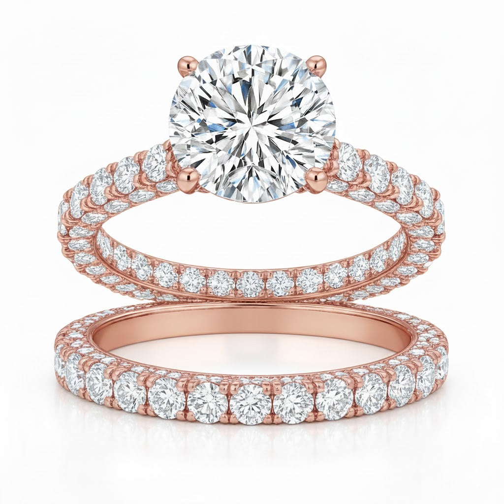 eternal | 9.18 carat round engagement ring in 14k rose gold - lab grown diamond