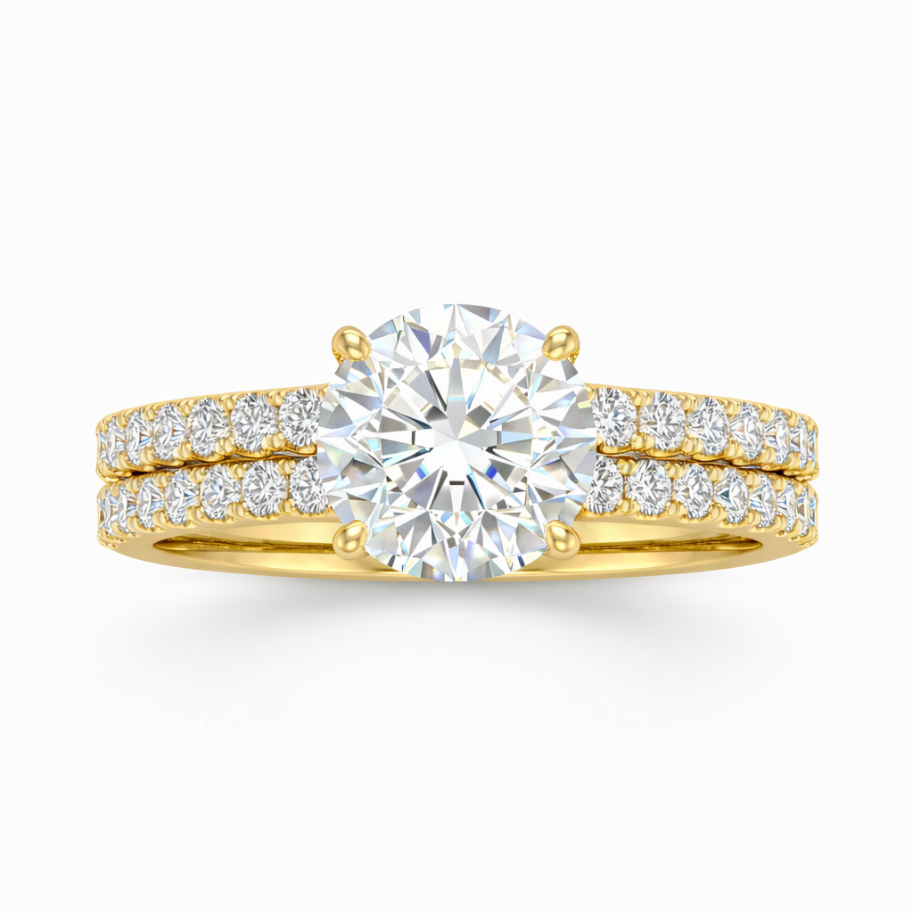 eternal | 9.18 carat round engagement ring in 14k yellow gold - lab grown diamond