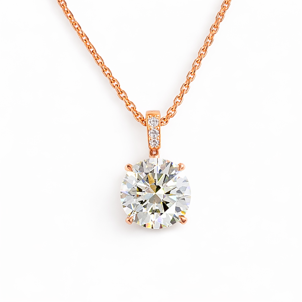 evalyn | 2.77 ct round diamond pendant in 14k rose gold