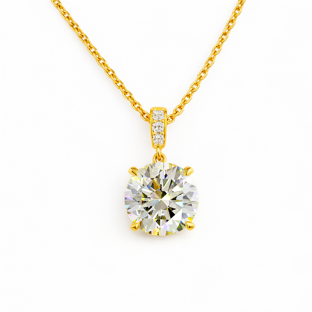 evalyn | 2.77 ct round diamond pendant in 14k yellow gold