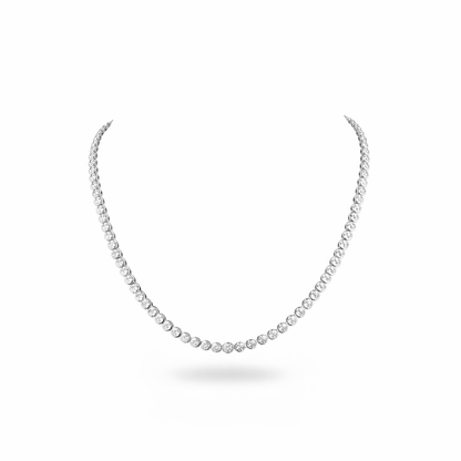 FIRE | 19.2 Ct Round Brilliant Diamond Riviera Necklace in 14K White Gold