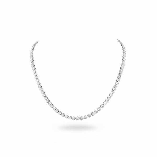 FIRE | 19.2 Ct Round Brilliant Diamond Riviera Necklace in 14K Yellow Gold