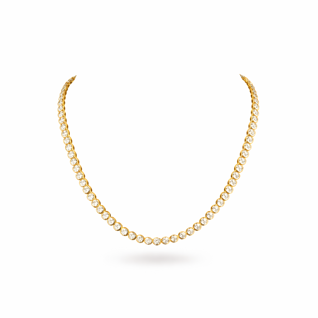 FIRE | 19.2 Ct Round Brilliant Diamond Riviera Necklace in 14K Yellow Gold