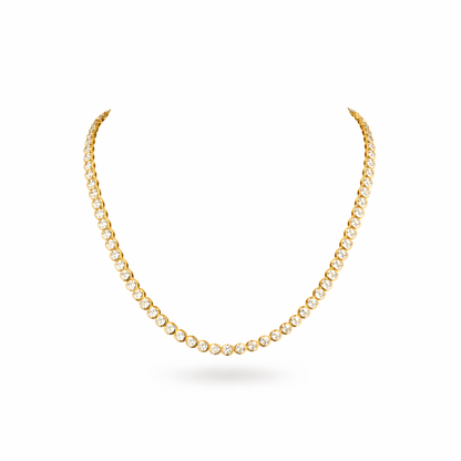 FIRE | 19.2 Ct Round Brilliant Diamond Riviera Necklace in 14K Yellow Gold