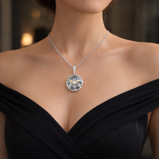 FLORAL | 4.79 Ct Rose Cut Diamond Pendant in 14K White Gold