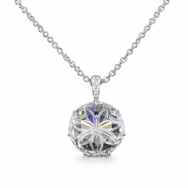 FLORAL | 4.79 Ct Rose Cut Diamond Pendant in 14K White Gold