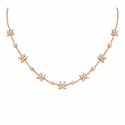 FLUTTER | 5.14 Ct Mixed Shape Diamond Station Necklace in 14K Rose Gold