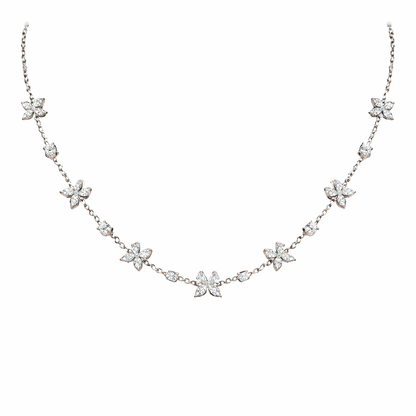 FLUTTER | 5.14 Ct Mixed Shape Diamond Station Necklace in 14K White Gold