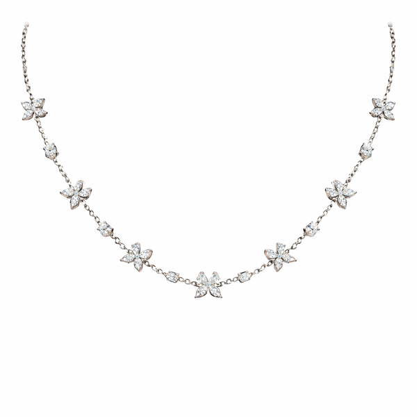 FLUTTER | 5.14 Ct Mixed Shape Diamond Station Necklace in 14K Yellow Gold