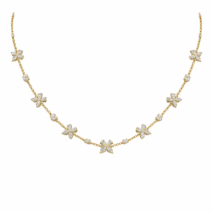 FLUTTER | 5.14 Ct Mixed Shape Diamond Station Necklace in 14K Yellow Gold