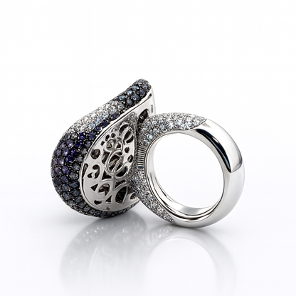 Luminara Multi Color Sapphire Ring |  Total 7.20CT Natural | 18K White Gold