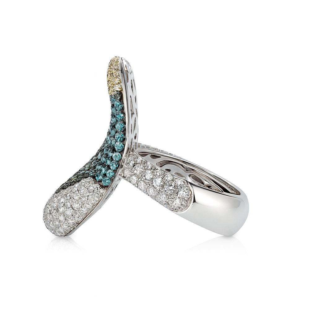 luminara multi color sapphire ring |  total 7.20ct natural | 18k white gold