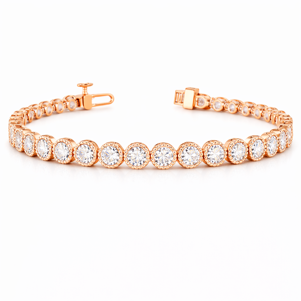 galactica | 6.77 ct round diamond tennis bracelet in 14k rose gold