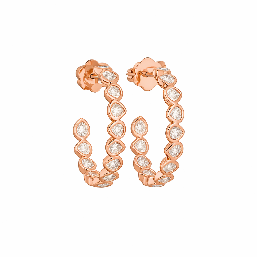 GISELLE | 4.12 Ct Pear Diamond C-Hoop Earrings in 14K Rose Gold