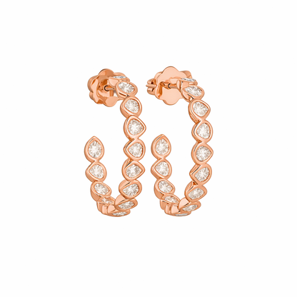 GISELLE | 4.12 Ct Pear Diamond C-Hoop Earrings in 14K Rose Gold