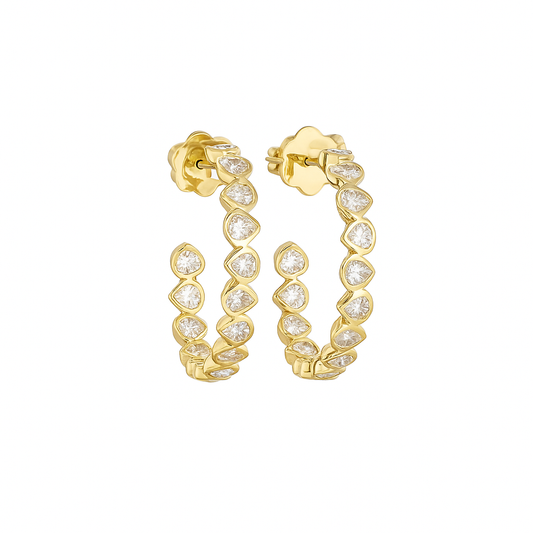 GISELLE | 4.12 Ct Pear Diamond C-Hoop Earrings in 14K Yellow Gold